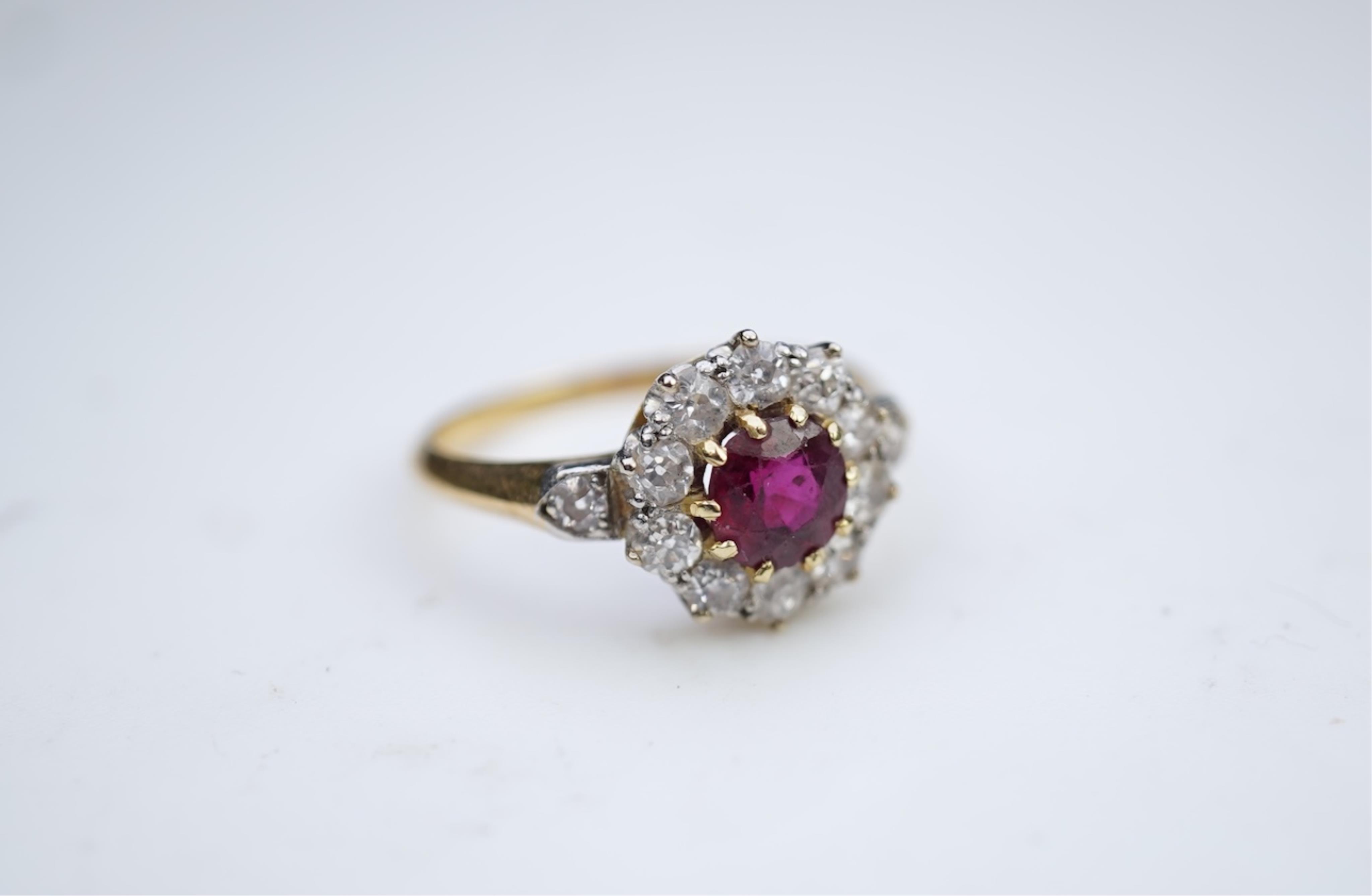 A ruby and diamond ring, circa 1900